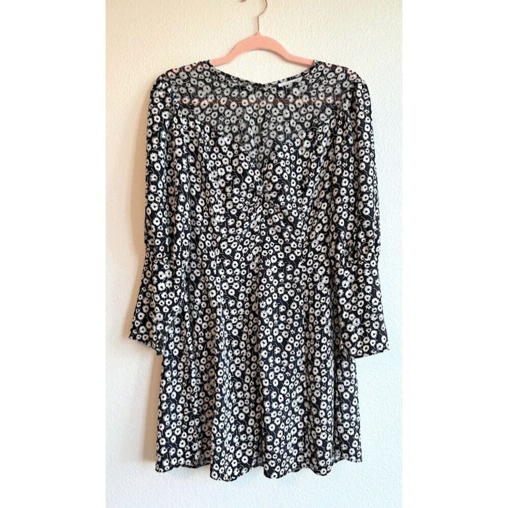 Topshop Sheer Sweetheart Mini Dress in Black & White Heart Floral Print size 8